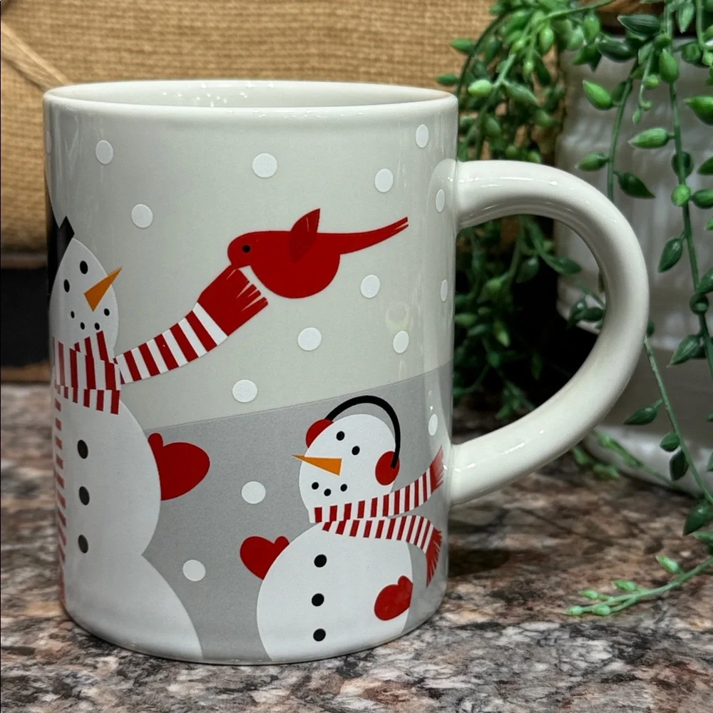 Crate&Barrel Snowman Mug - Red, White, and Gray